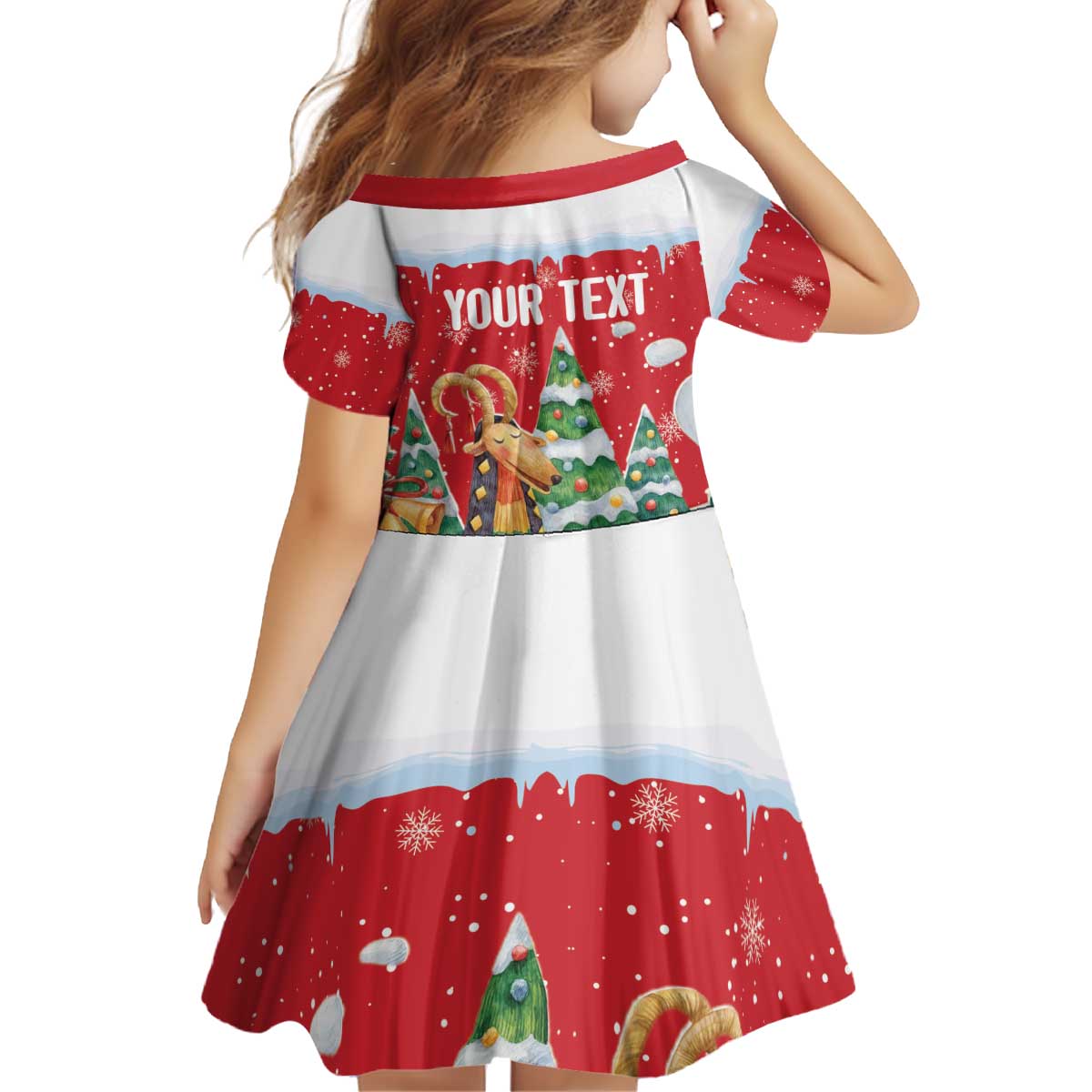 Romania Christmas Personalized Kid Short Sleeve Dress Romanian Folklore Capra Goat - Wonder Print Shop