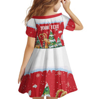 Romania Christmas Personalized Kid Short Sleeve Dress Romanian Folklore Capra Goat - Wonder Print Shop
