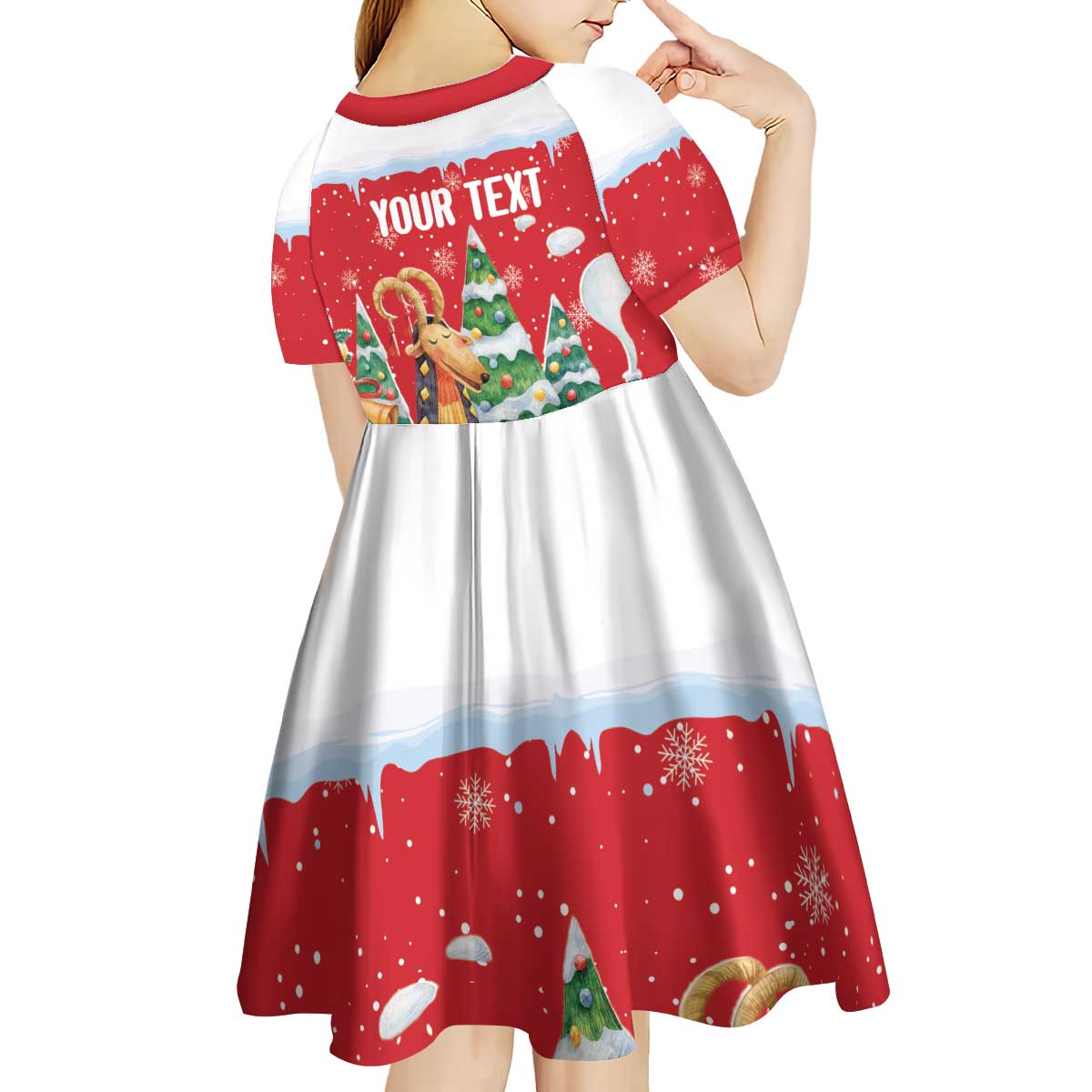 Romania Christmas Personalized Kid Short Sleeve Dress Romanian Folklore Capra Goat - Wonder Print Shop