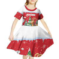 Romania Christmas Personalized Kid Short Sleeve Dress Romanian Folklore Capra Goat - Wonder Print Shop
