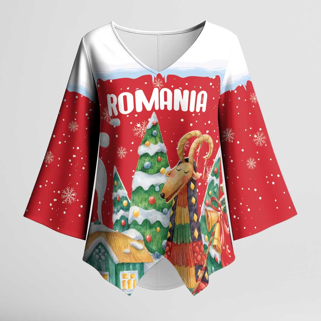 Romania Christmas Personalized Kimono Sleeve Blouse Romanian Folklore Capra Goat - Wonder Print Shop