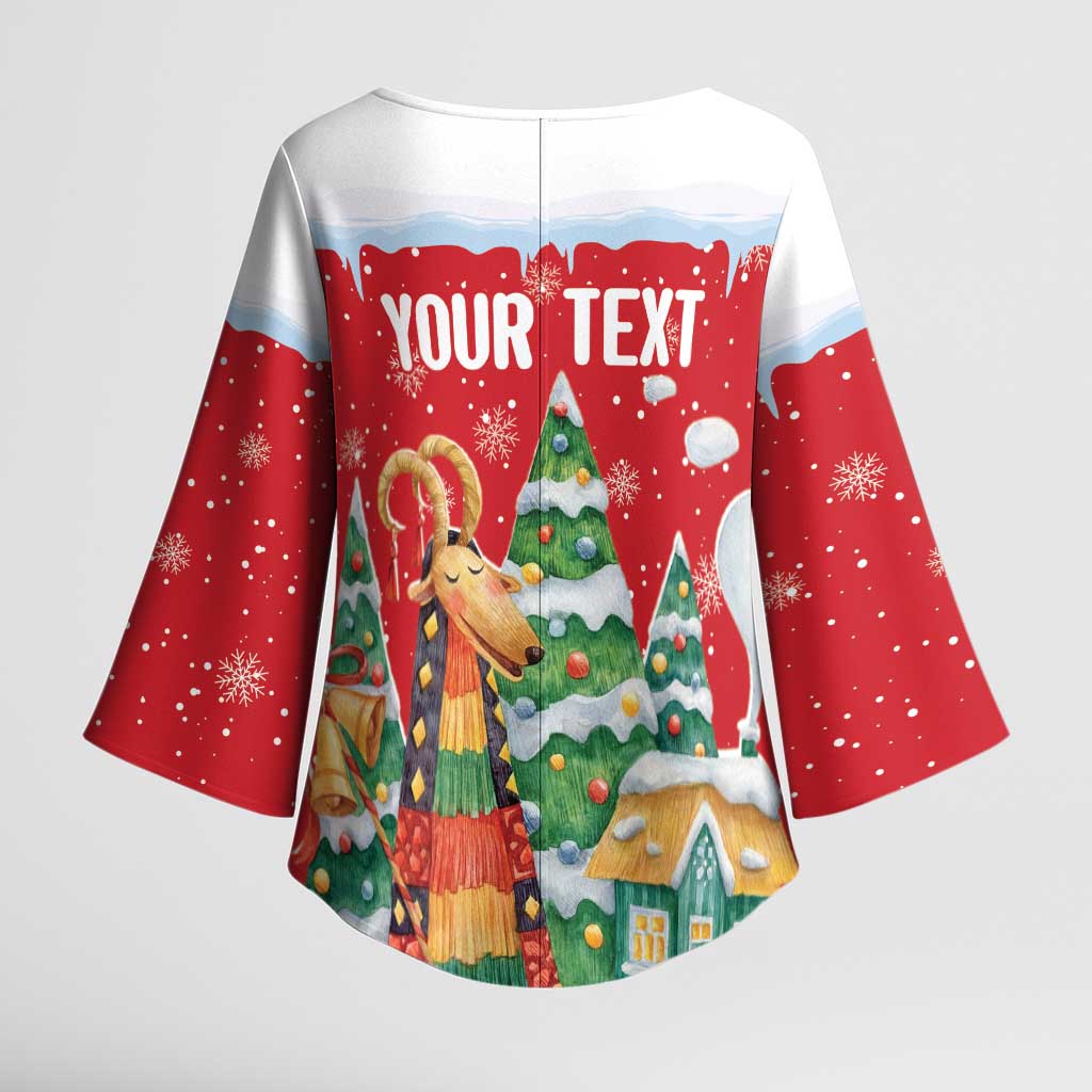 Romania Christmas Personalized Kimono Sleeve Blouse Romanian Folklore Capra Goat - Wonder Print Shop