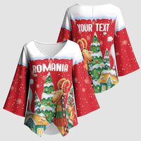 Romania Christmas Personalized Kimono Sleeve Blouse Romanian Folklore Capra Goat - Wonder Print Shop