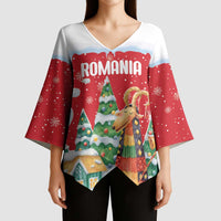Romania Christmas Personalized Kimono Sleeve Blouse Romanian Folklore Capra Goat - Wonder Print Shop