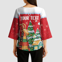 Romania Christmas Personalized Kimono Sleeve Blouse Romanian Folklore Capra Goat - Wonder Print Shop