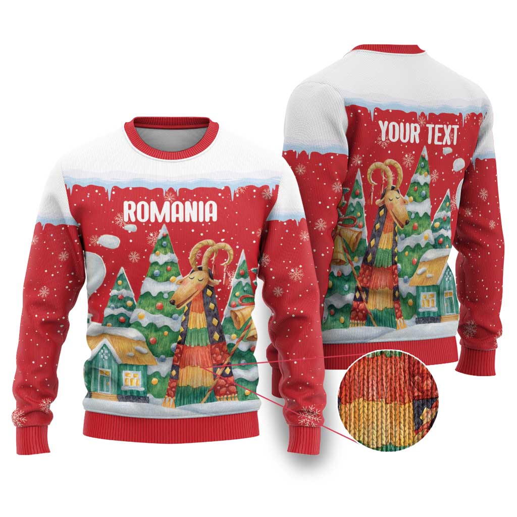 Romania Christmas Personalized Ugly Christmas Sweater Romanian Folklore Capra Goat - Wonder Print Shop
