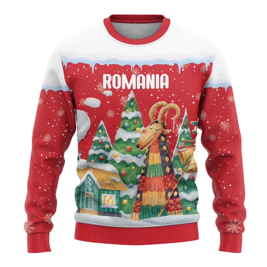 Romania Christmas Personalized Ugly Christmas Sweater Romanian Folklore Capra Goat - Wonder Print Shop