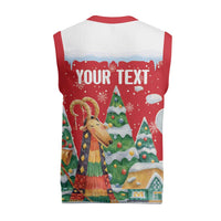 Romania Christmas Personalized Christmas Knitted V-Neck Vest Romanian Folklore Capra Goat - Wonder Print Shop