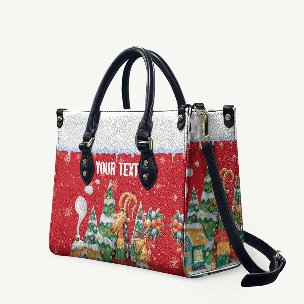 Romania Christmas Personalized Leather Bag Romanian Folklore Capra Goat - Wonder Print Shop