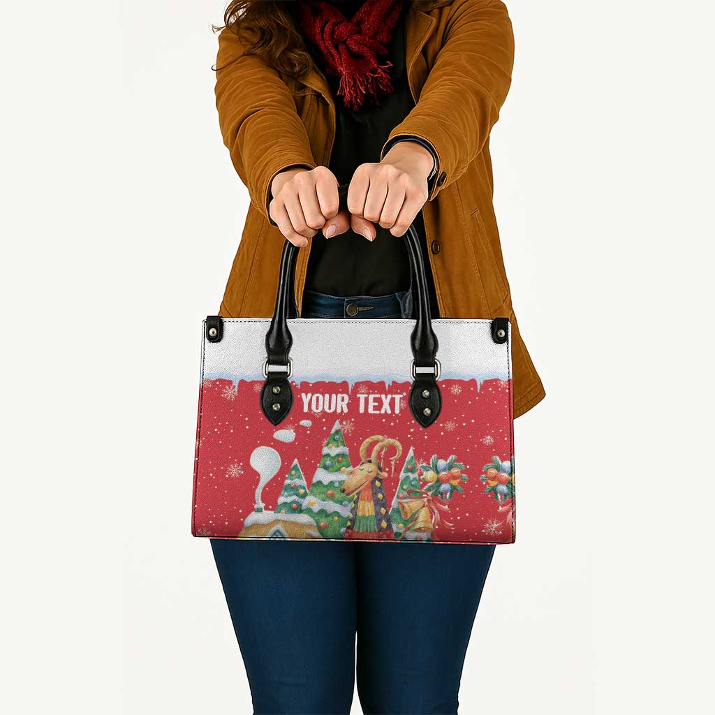 Romania Christmas Personalized Leather Bag Romanian Folklore Capra Goat - Wonder Print Shop