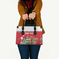 Romania Christmas Personalized Leather Bag Romanian Folklore Capra Goat - Wonder Print Shop