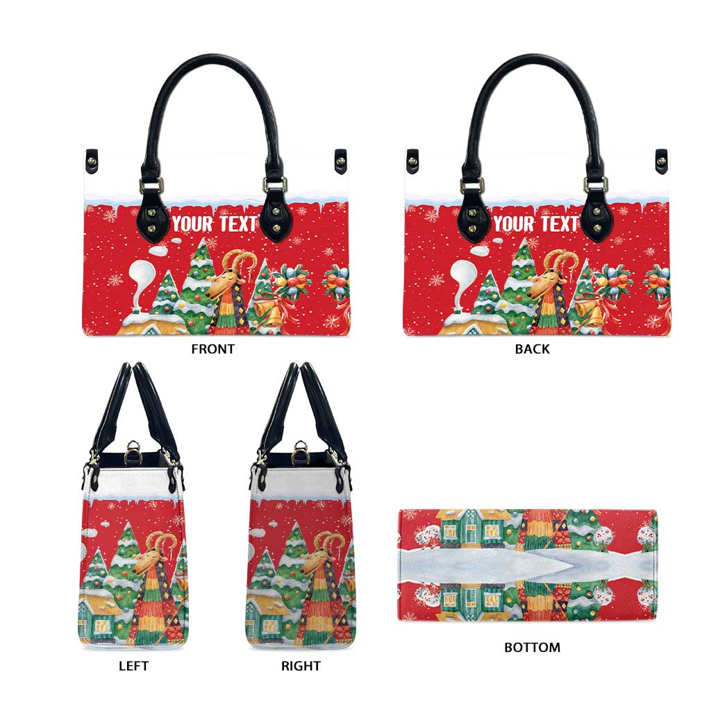 Romania Christmas Personalized Leather Bag Romanian Folklore Capra Goat - Wonder Print Shop