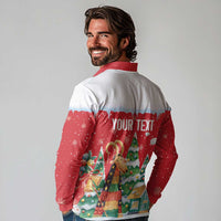 Romania Christmas Personalized Long Sleeve Polo Shirt Romanian Folklore Capra Goat - Wonder Print Shop