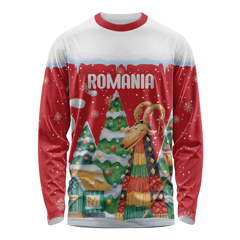 Romania Christmas Personalized Long Sleeve Shirt Romanian Folklore Capra Goat - Wonder Print Shop