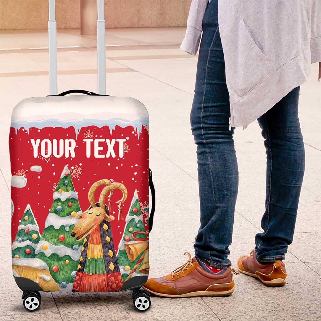 Romania Christmas Personalized Luggage Cover Romanian Folklore Capra Goat - Wonder Print Shop