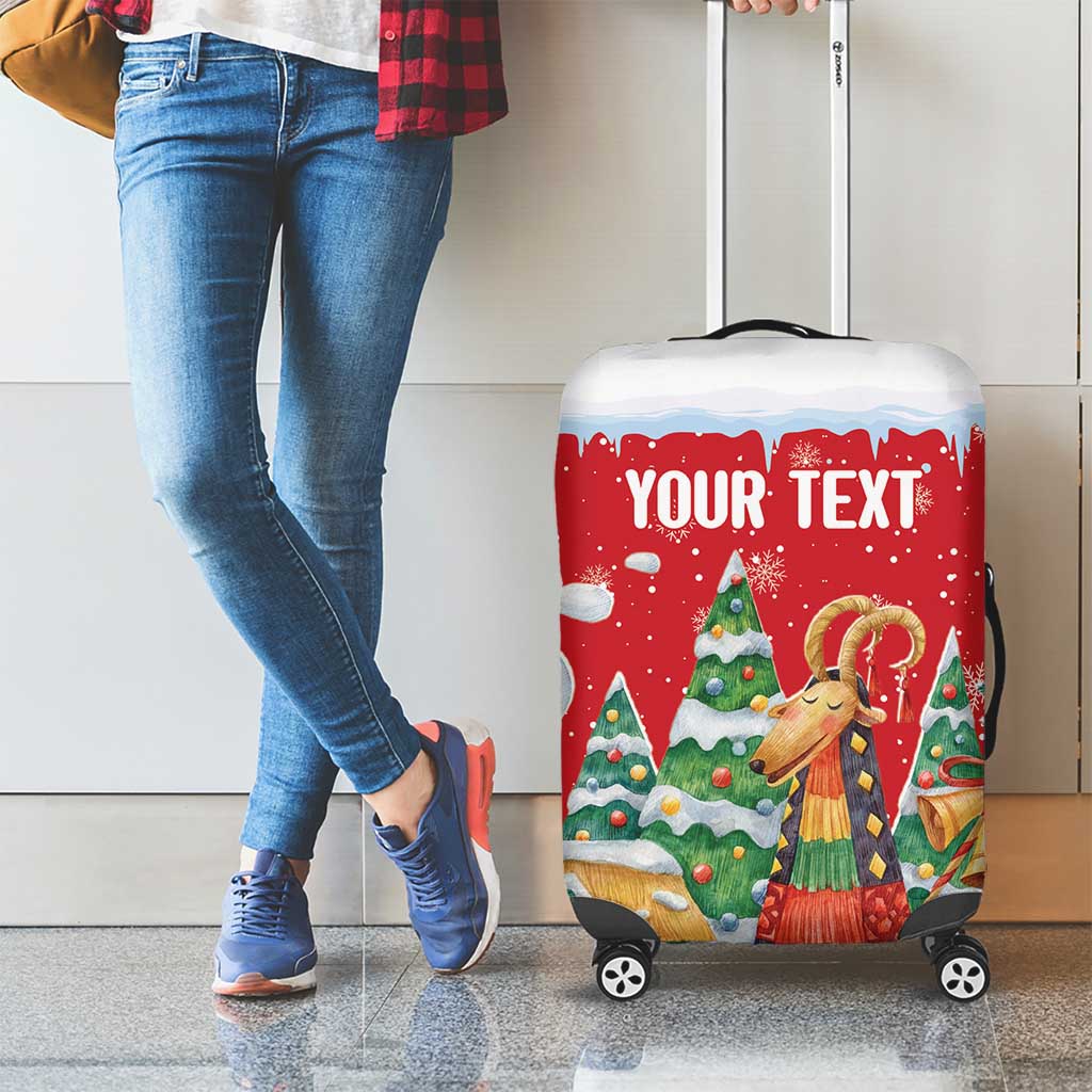 Romania Christmas Personalized Luggage Cover Romanian Folklore Capra Goat - Wonder Print Shop