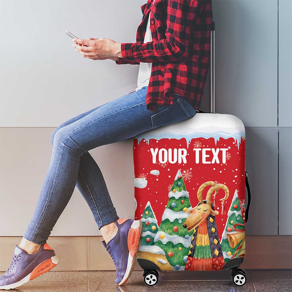 Romania Christmas Personalized Luggage Cover Romanian Folklore Capra Goat - Wonder Print Shop