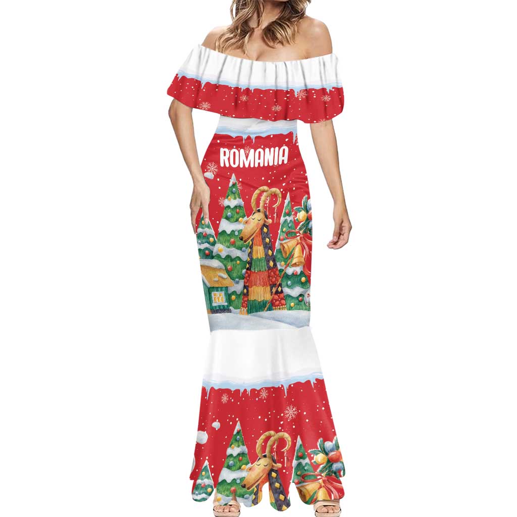Romania Christmas Personalized Mermaid Dress Romanian Folklore Capra Goat - Wonder Print Shop