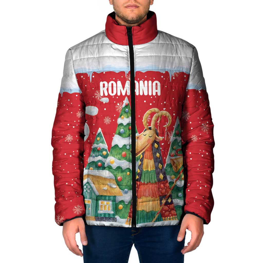 Romania Christmas Personalized Padded Jacket Romanian Folklore Capra Goat - Wonder Print Shop