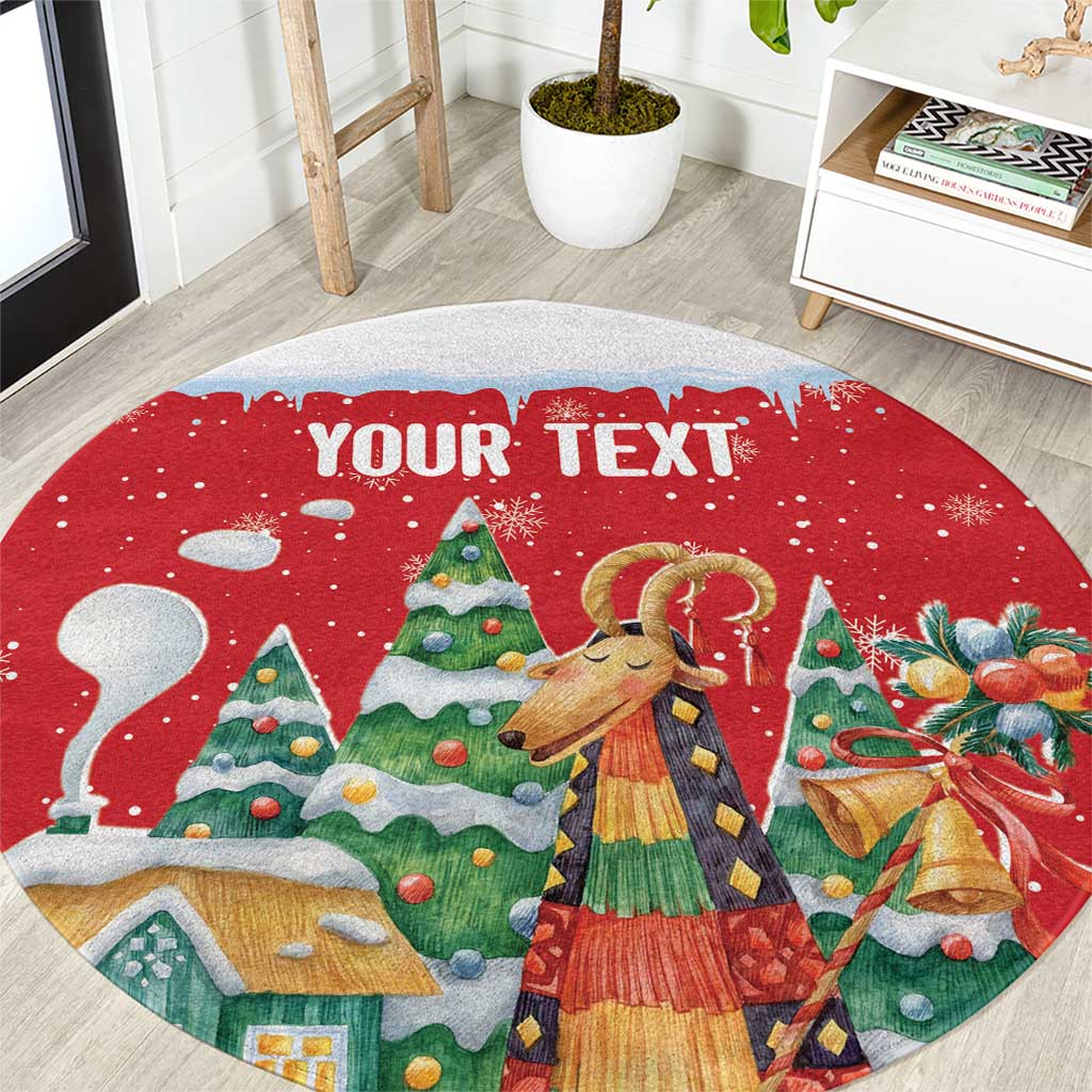 Romania Christmas Personalized Round Carpet Romanian Folklore Capra Goat - Wonder Print Shop