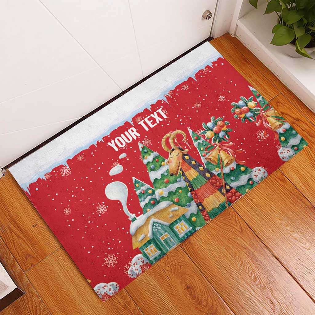 Romania Christmas Personalized Rubber Doormat Romanian Folklore Capra Goat - Wonder Print Shop