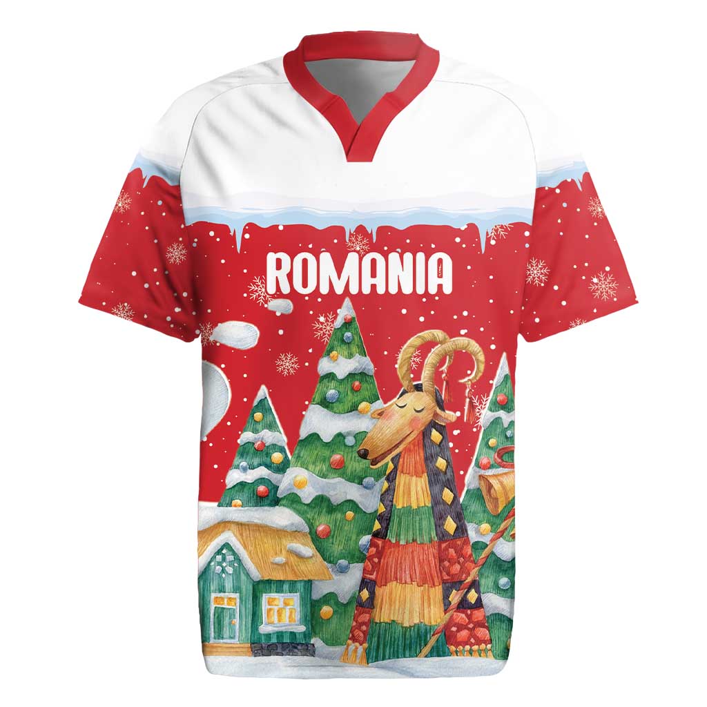 Romania Christmas Personalized Rugby Jersey Romanian Folklore Capra Goat - Wonder Print Shop