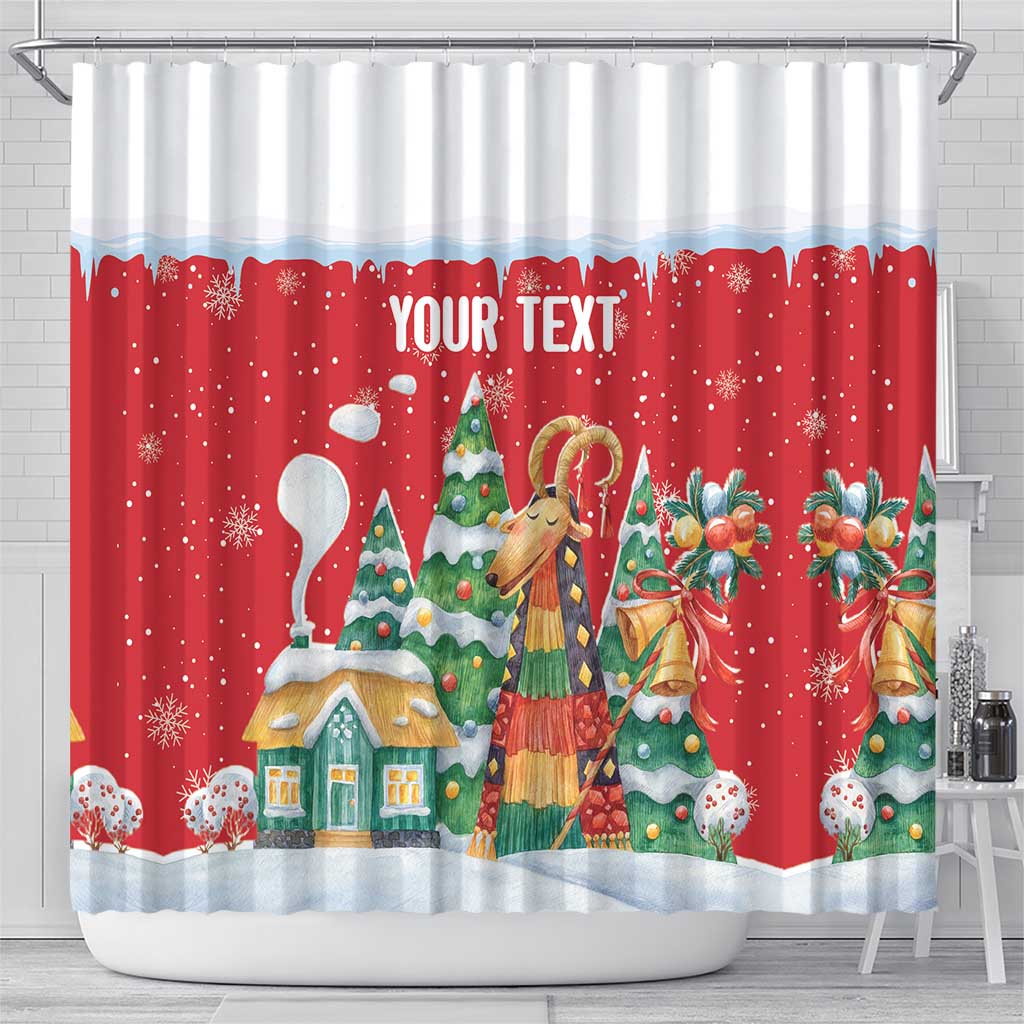 Romania Christmas Personalized Shower Curtain Romanian Folklore Capra Goat - Wonder Print Shop