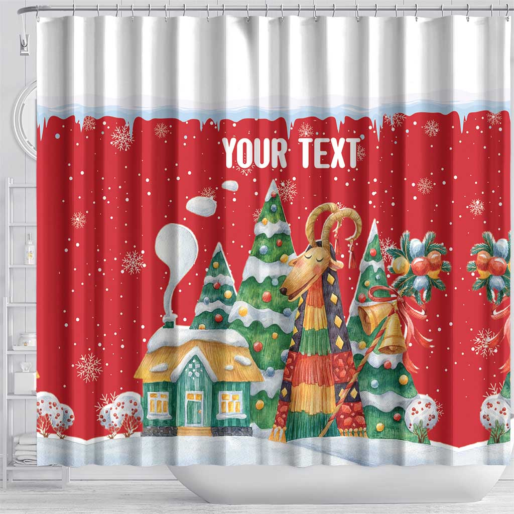 Romania Christmas Personalized Shower Curtain Romanian Folklore Capra Goat - Wonder Print Shop