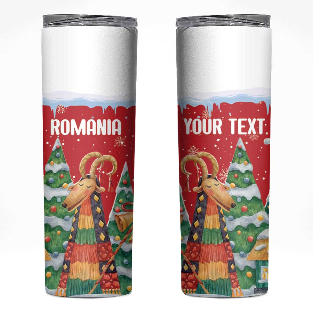 Romania Christmas Personalized Skinny Tumbler Romanian Folklore Capra Goat - Wonder Print Shop
