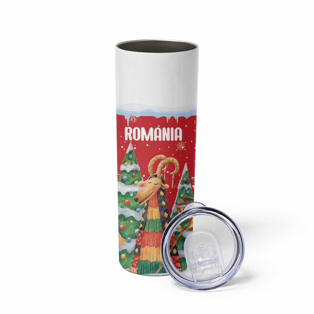 Romania Christmas Personalized Skinny Tumbler Romanian Folklore Capra Goat - Wonder Print Shop