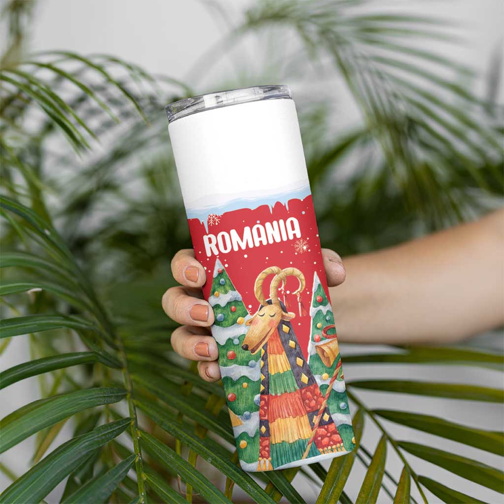 Romania Christmas Personalized Skinny Tumbler Romanian Folklore Capra Goat - Wonder Print Shop