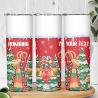 Romania Christmas Personalized Skinny Tumbler Romanian Folklore Capra Goat - Wonder Print Shop