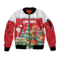 Romania Christmas Personalized Sleeve Zip Bomber Jacket Romanian Folklore Capra Goat - Wonder Print Shop