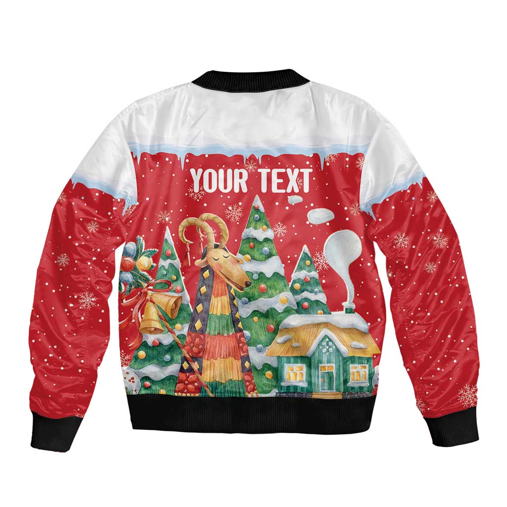 Romania Christmas Personalized Sleeve Zip Bomber Jacket Romanian Folklore Capra Goat - Wonder Print Shop