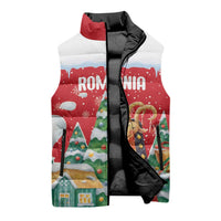 Romania Christmas Personalized Sleeveless Puffer Jacket Romanian Folklore Capra Goat - Wonder Print Shop