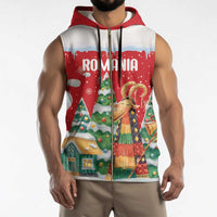 Romania Christmas Personalized Sleeveless Zip Hoodie Romanian Folklore Capra Goat - Wonder Print Shop