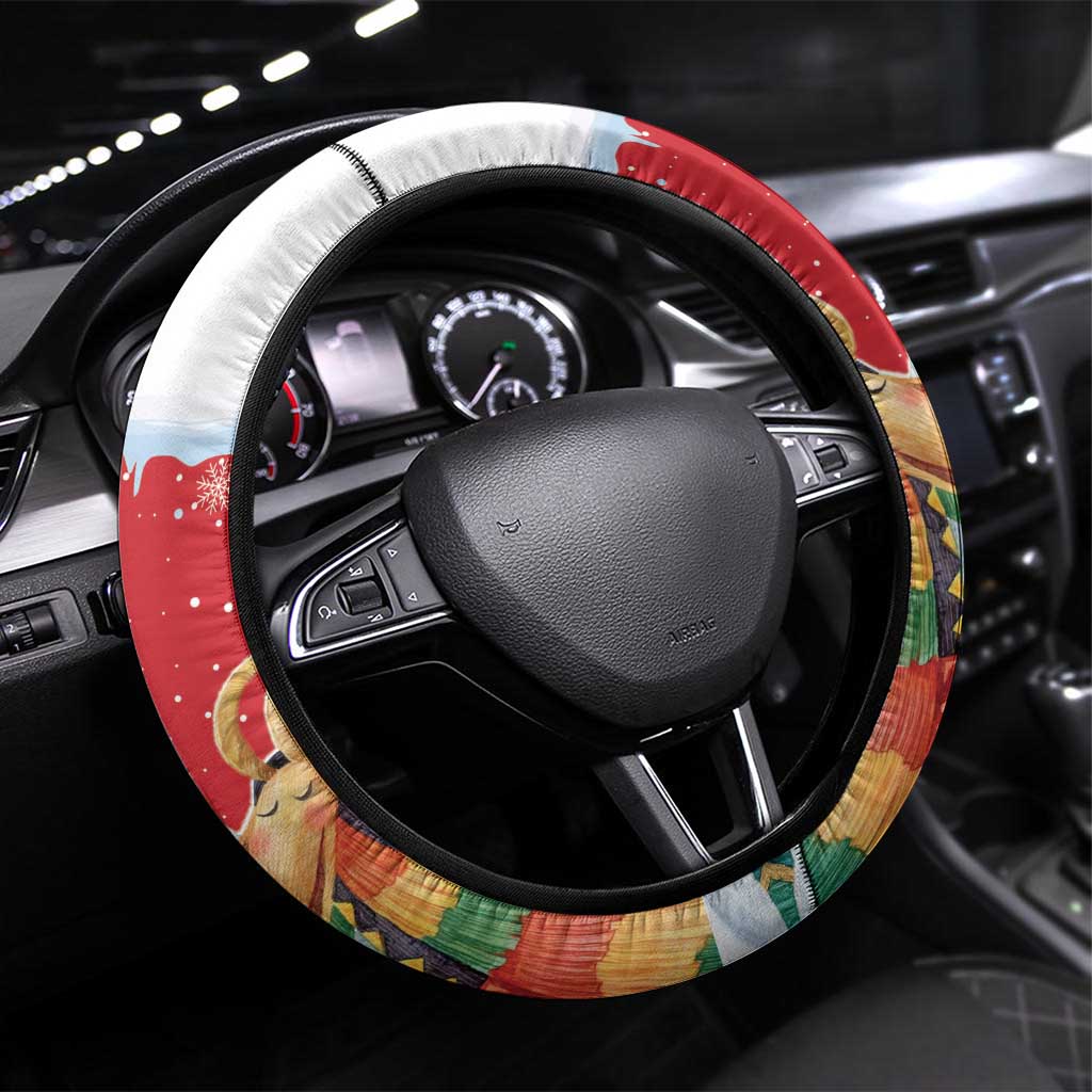 Romania Christmas Steering Wheel Cover Romanian Folklore Capra Goat - Wonder Print Shop