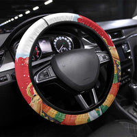 Romania Christmas Steering Wheel Cover Romanian Folklore Capra Goat - Wonder Print Shop