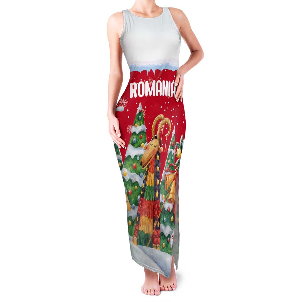 Romania Christmas Personalized Tank Maxi Dress Romanian Folklore Capra Goat - Wonder Print Shop