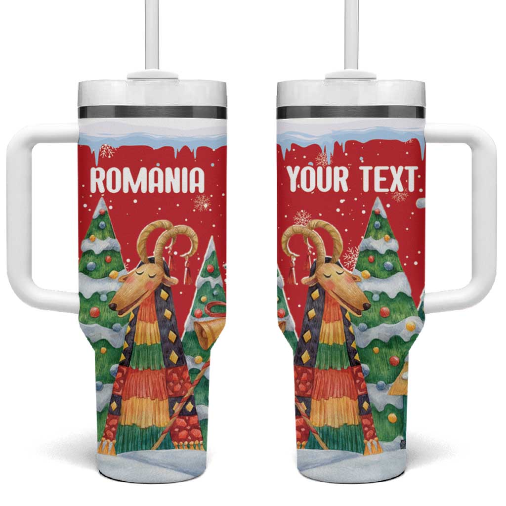 Romania Christmas Personalized Tumbler With Handle Romanian Folklore Capra Goat - Wonder Print Shop