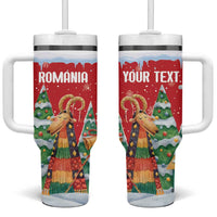 Romania Christmas Personalized Tumbler With Handle Romanian Folklore Capra Goat - Wonder Print Shop