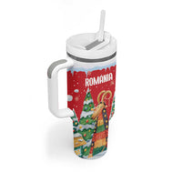 Romania Christmas Personalized Tumbler With Handle Romanian Folklore Capra Goat - Wonder Print Shop