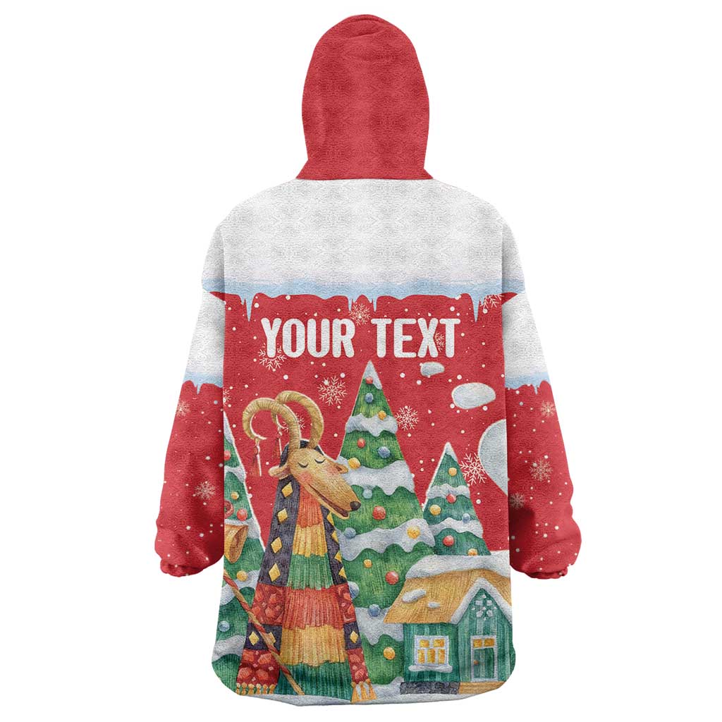 Romania Christmas Personalized Wearable Blanket Hoodie Romanian Folklore Capra Goat - Wonder Print Shop
