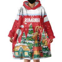 Romania Christmas Personalized Wearable Blanket Hoodie Romanian Folklore Capra Goat - Wonder Print Shop