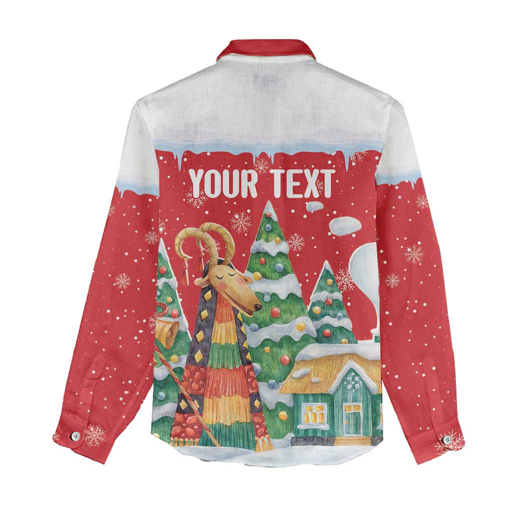 Romania Christmas Personalized Women Casual Shirt Romanian Folklore Capra Goat - Wonder Print Shop