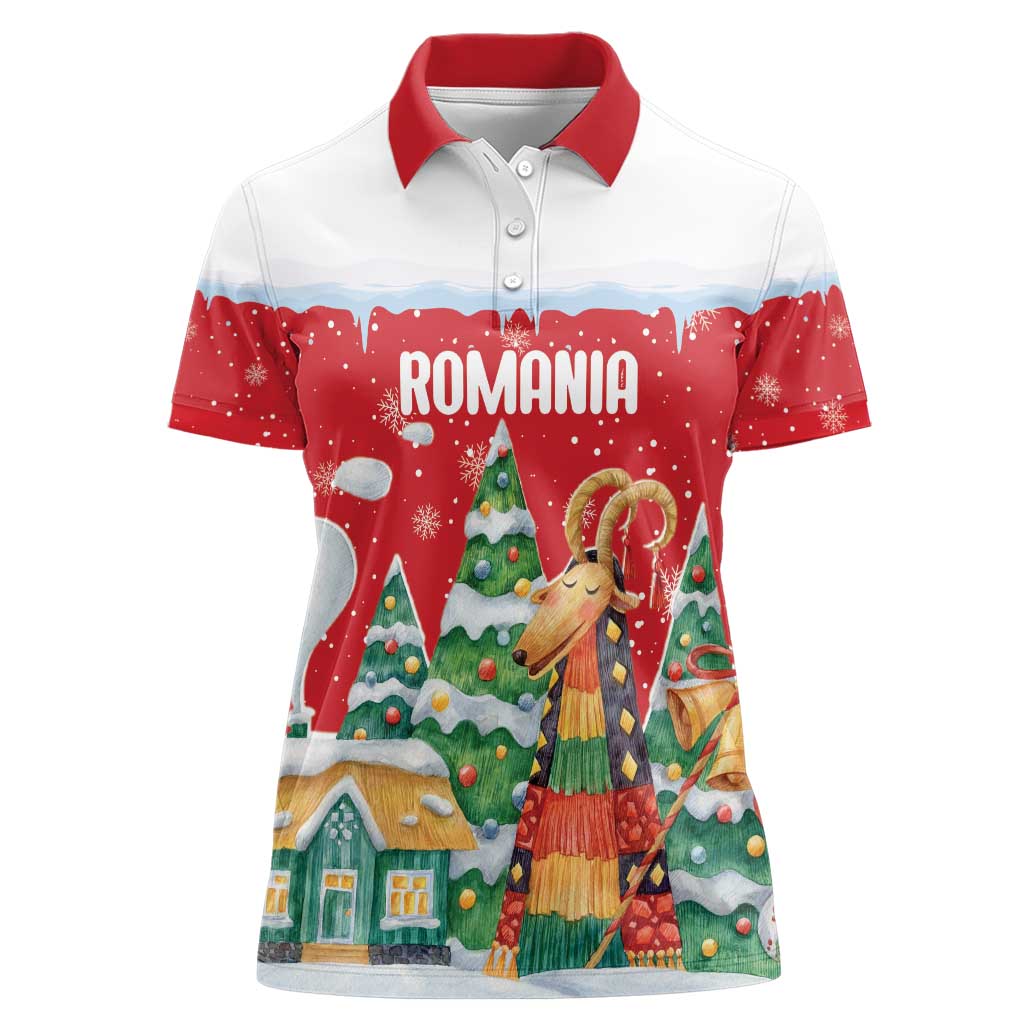 Romania Christmas Personalized Women Polo Shirt Romanian Folklore Capra Goat - Wonder Print Shop