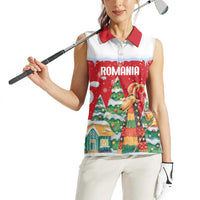 Romania Christmas Personalized Women Sleeveless Polo Shirt Romanian Folklore Capra Goat - Wonder Print Shop