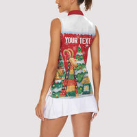 Romania Christmas Personalized Women Sleeveless Polo Shirt Romanian Folklore Capra Goat - Wonder Print Shop