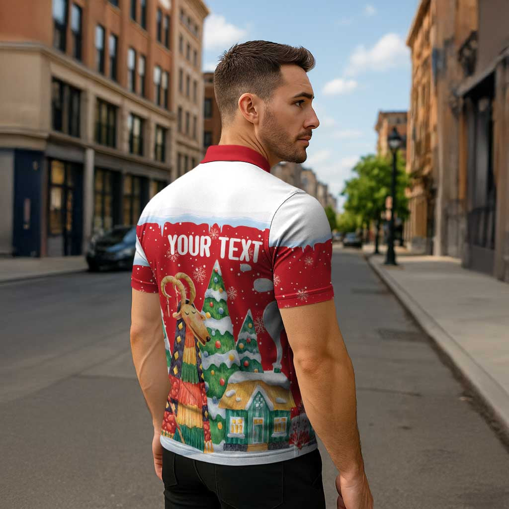 Romania Christmas Personalized Zipper Polo Shirt Romanian Folklore Capra Goat - Wonder Print Shop