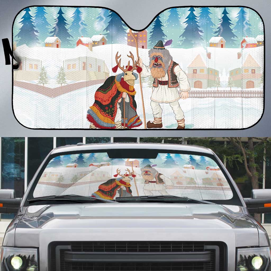 Romania Christmas Auto Sun Shade Romanian Folklore Traditional Christmas Mask - Wonder Print Shop